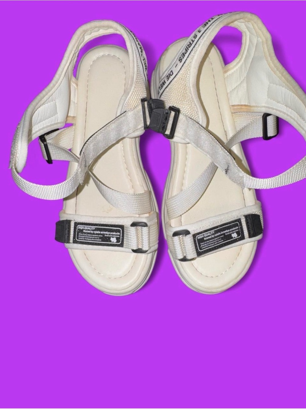 Neutral Cream Outdoor Slingback Comfort Sandals - Picture 4 of 6
